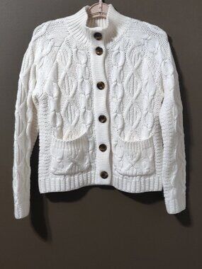 Talbots Cable Knit Mockneck Cardigan SMALL PETITE